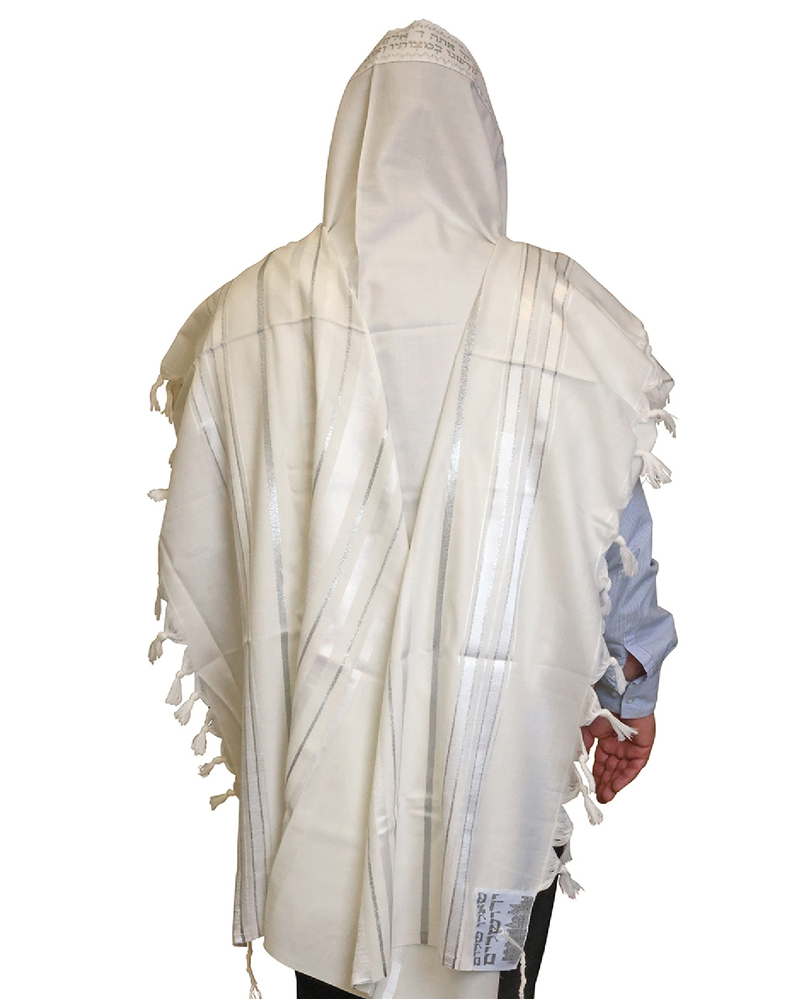 Tallit White Silver