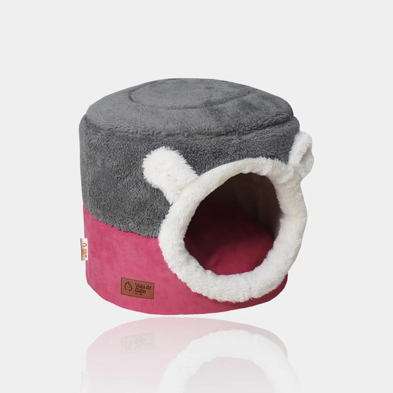 Cama para Gato 2 en 1 ROSADO/GRIS - Talla L