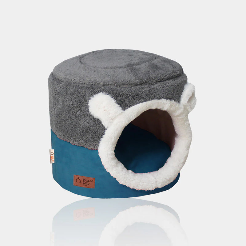 Cama para Gato  TURQUEZA/GRIS 2 en 1 - Talla  S