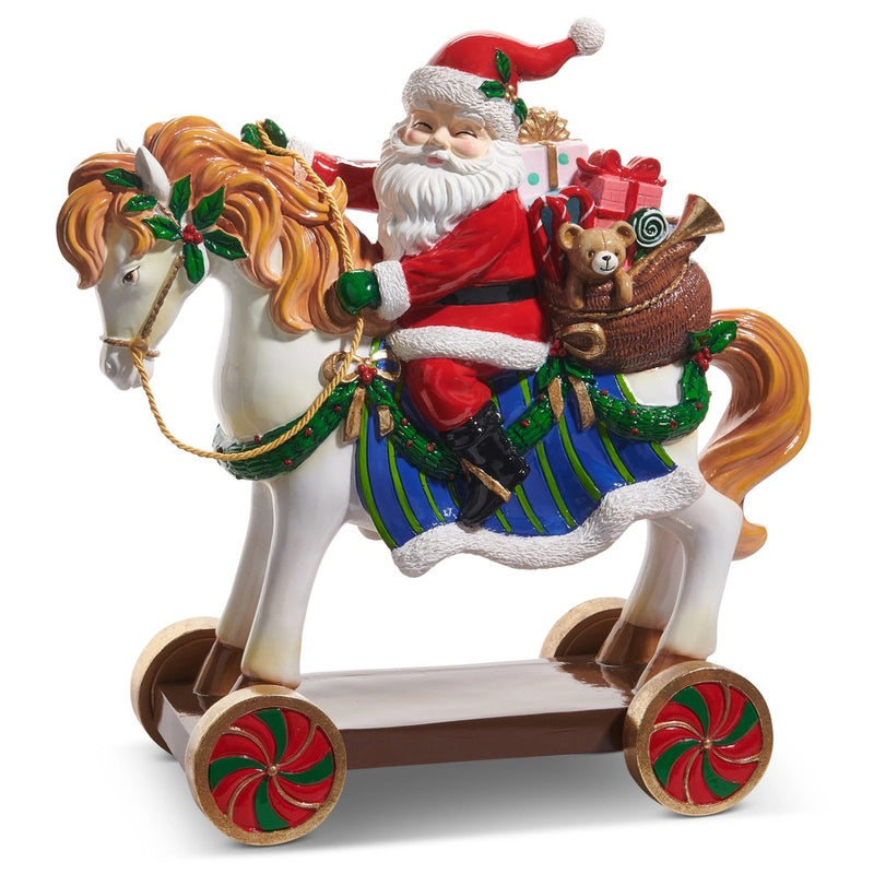 PAPÁ NOEL  EN CABALLITO DE JUGUETE 15.5"