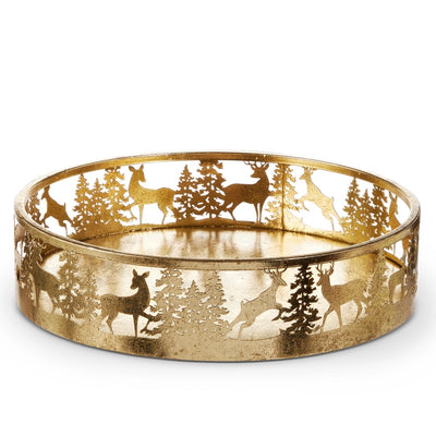 BANDEJA REDONDA NAVIDEÑA DECORATIVA-GOLD 14"