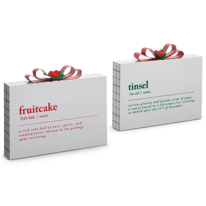 9" TINSEL AND FRUITCAKE DEFINITION ASST