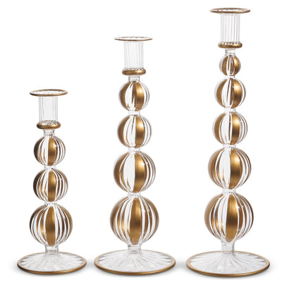 CANDELABROS GOLD STRIPED 9.75"