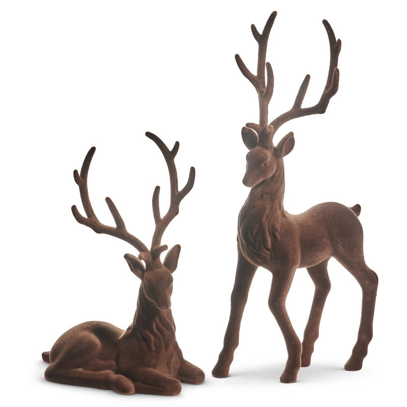 CIERVO DECORATIVO-FLOCKED BROWN 21"