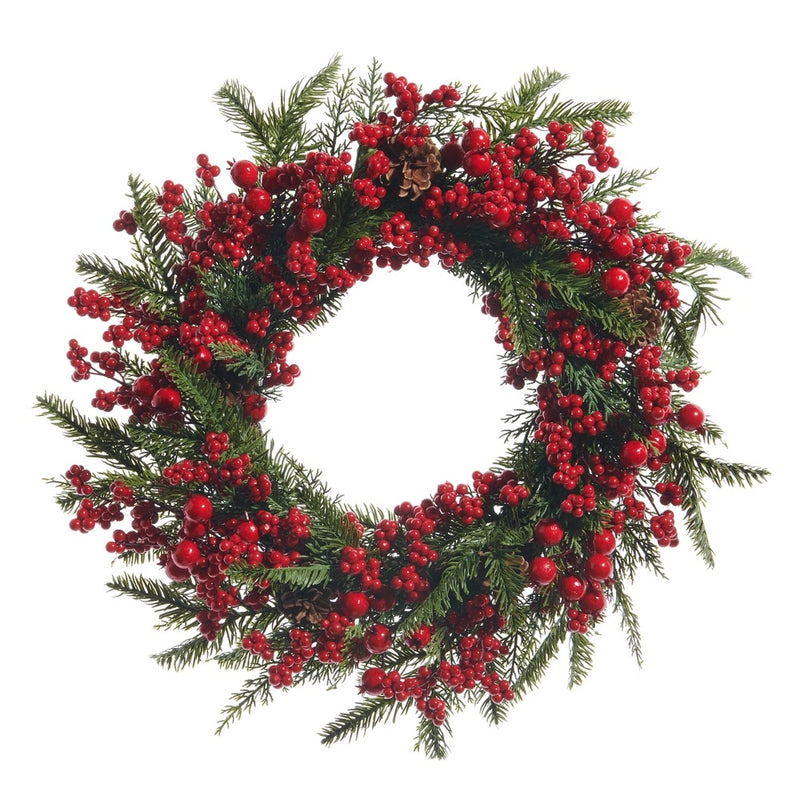 CORONA DE ACEBO CON BAYAS 24"