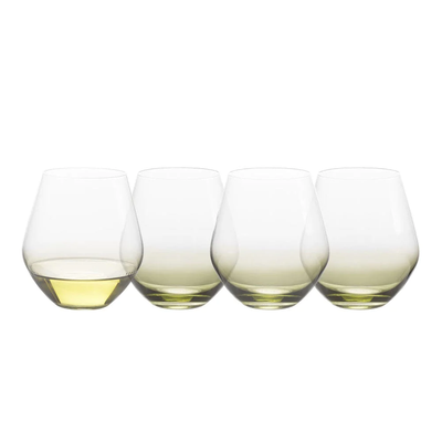 SET DE 4 COPAS PARA VINO SIN TALLO DE 19OZ - FONDO VERDE