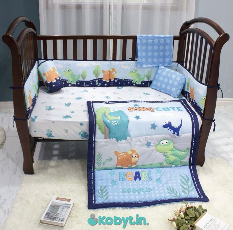 JUEGO DE CUNA LUXE 5 PIEZA DINO CUTE AZUL KOBYTIN
