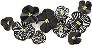 DECORACION DE PARED FLORAL DE METAL 47 "-NEGRO