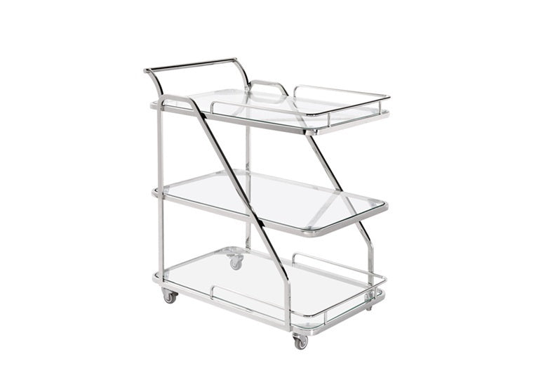 CARRITO de acero inoxidable top:clear base:silver 75x45x85cm