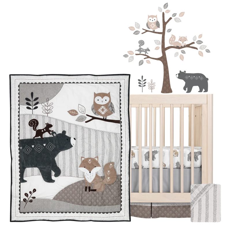 JUEGO DE CUNA 5 PCS BOSQUE GRIS KOBYTIN