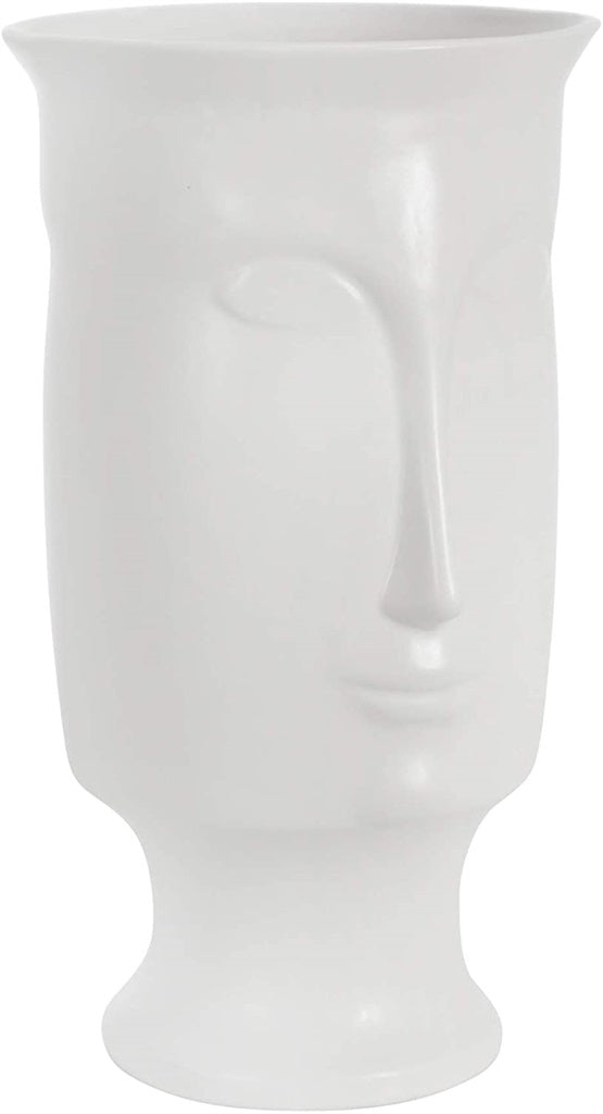 JARRON DE CERAMICA DE ROSTRO 11"-BLANCO