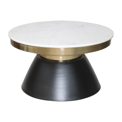 MESA DE CENTRO REDONDA NEGRA CON DORADA 17"