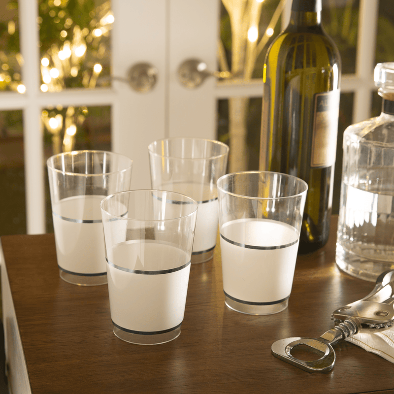 SET DE VASOS 12 OZ - BLANCO/PLATA