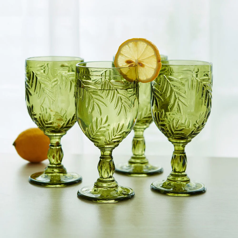 SET DE 4 COPAS VILLA PALM P/VINO DE 11OZ - VERDE