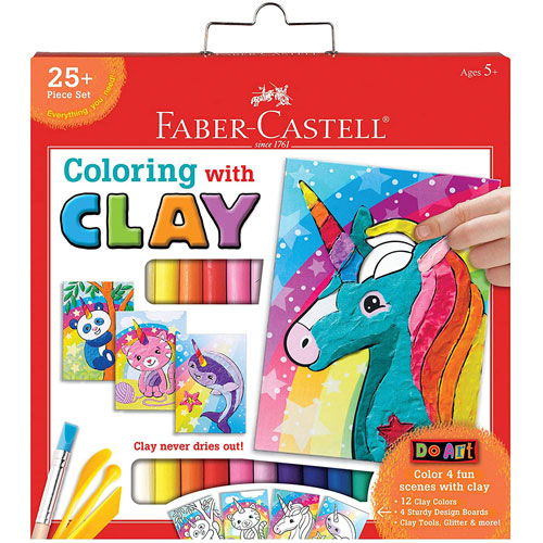 FABER CASTLE-KIT DE ARCILLA Y PLANTILLAS-UNICORN AND FRIENDS