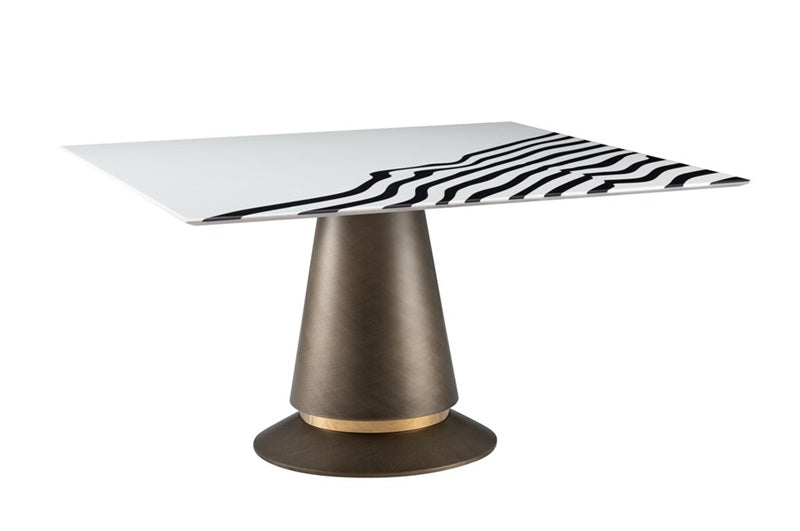 MESA COMEDOR Mármol en 3D tablero cuadrado de acero inoxidable NEGRO&BLANCO brass&gold