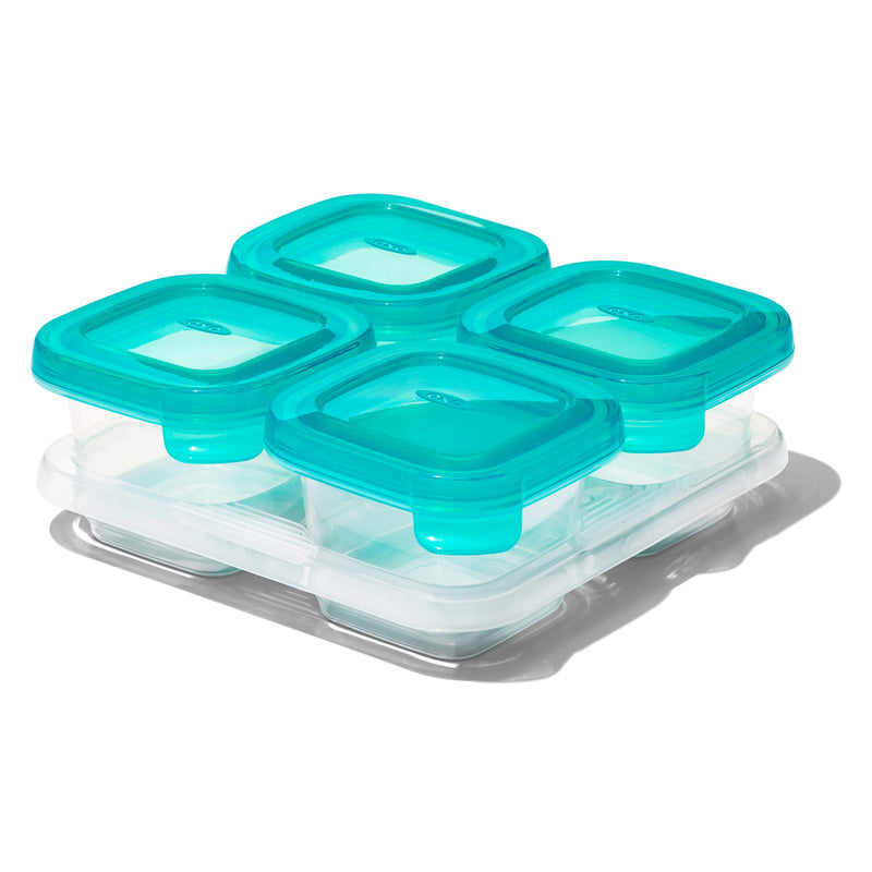 SET DE RECIPIENTES DE SILICONA PARA ALIMENTO DE BEBE - 4OZ- TEAL