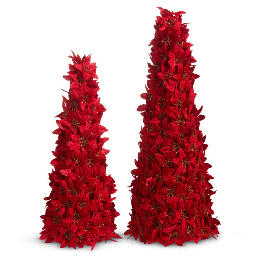 SET DE ARBOL DE CONOS CON POINSETTIA DE 16.5"-ROJO