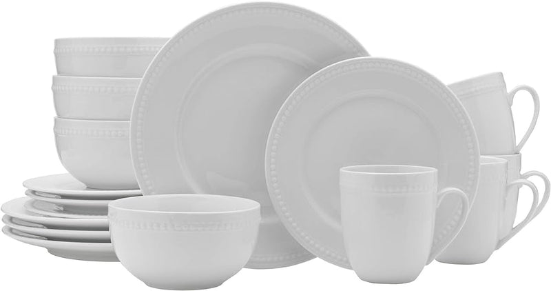 SET DE VAJILLA DE 16PC CON CUENTAS - BLANCO