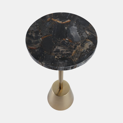 MESA PARA BEBIDAS 25 X 10", NEGRO CON DORADO