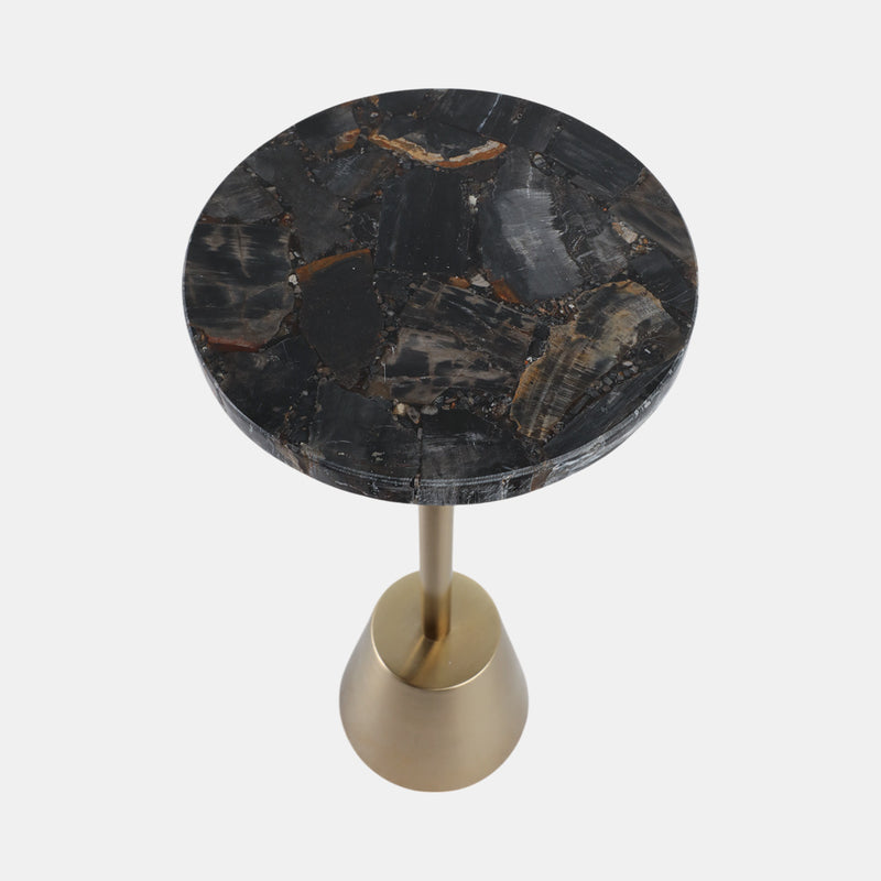 MESA PARA BEBIDAS 25 X 10", NEGRO CON DORADO