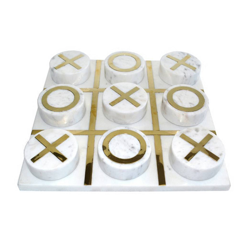 TABLERO DECORATITO 12X12 TIC-TAC-TOE BLANCO/DORADO