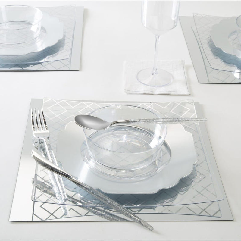 SET DE PLATOS DECORATIVO CUADRADO 8"-BLANCO