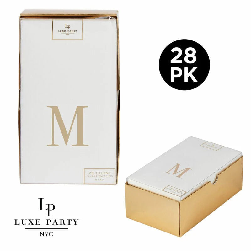 28 PK SERVILLETAS PARA INVITADOS AIRAID DORADO METÁLICO LETRA M