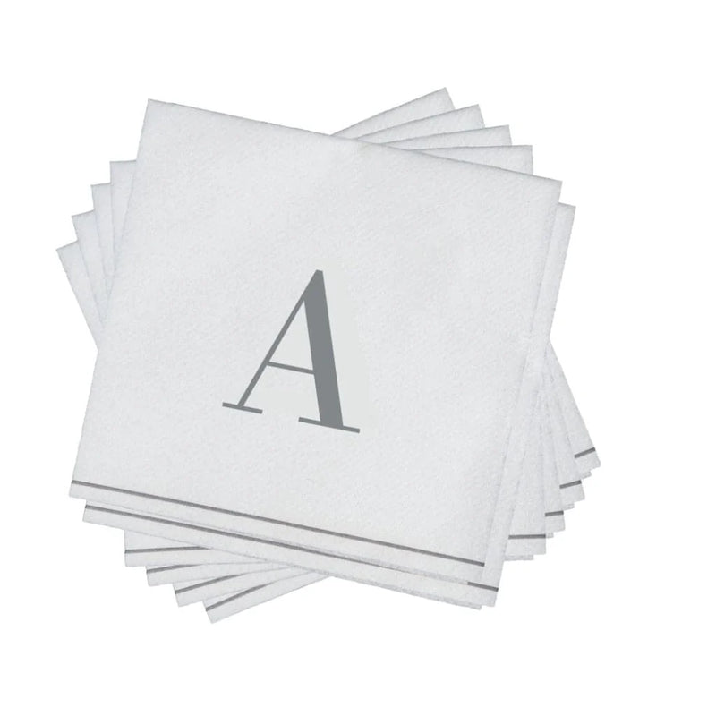 SET DE 14 SERVILLETAS DE PAPEL PARA INVITADOS LETRA A - DORADO/BLANCO