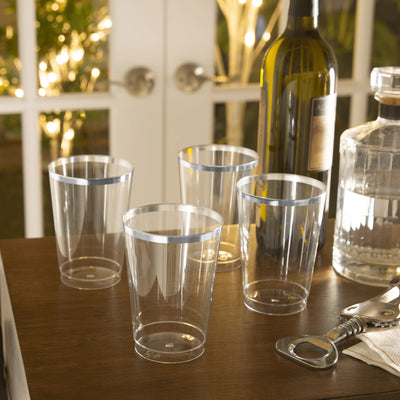 SET DE 20 VASOS TRANSPARENTE 12OZ - PLATEADO