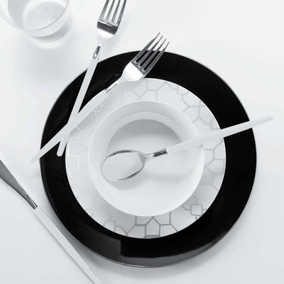 SET DE PLATOS REDONDOS 10.5" - NEGRO/PLATA