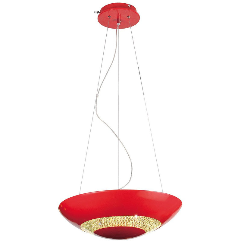 Lámpara Colgante Cristal de 4 luces color rojo, E27