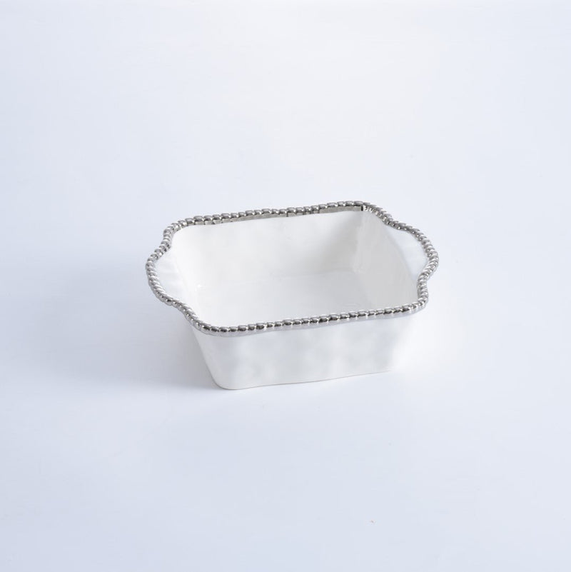 PLATO CUADRADO PARA HORNEAR - BLANCO/PLATA