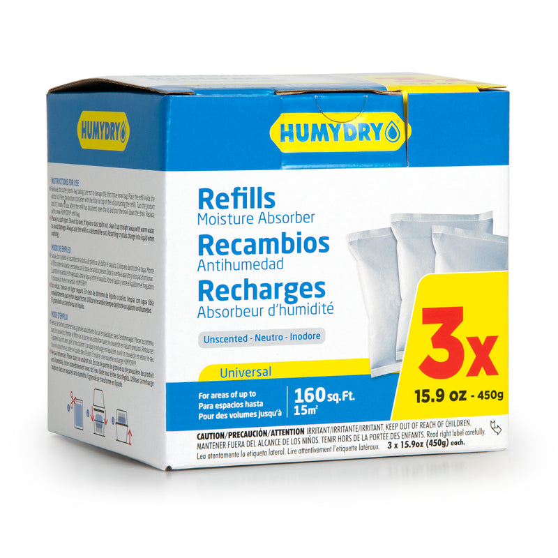 HUMYDRY Refill Moisture Absorber 3 x 450gr. Unscented