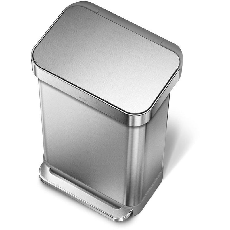 45L BASURERO RECTANGULAR PLATEADO/ACERO INOXIDABLE