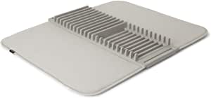 Escurridor y tapete de secado de microfibra para platos, color gris claro.