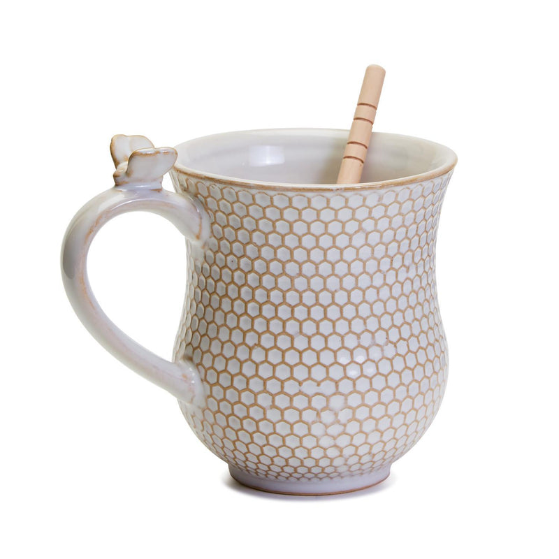 TAZA CON DISENO DE PANAL DE ABEJA -BLANCO