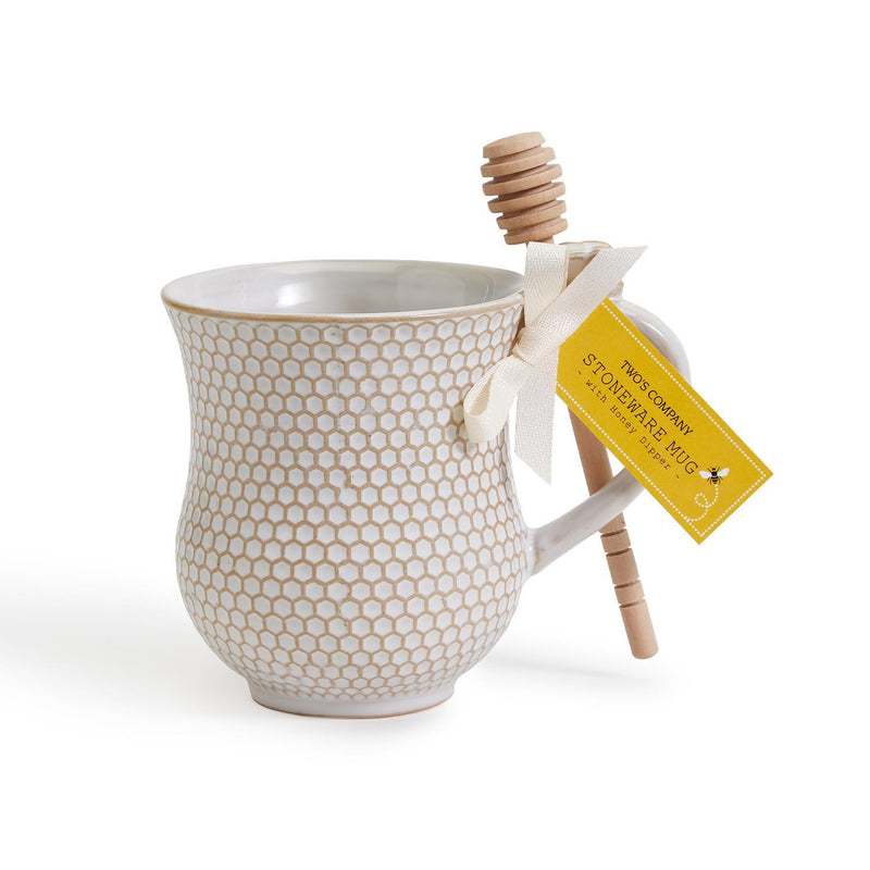 TAZA CON DISENO DE PANAL DE ABEJA -BLANCO