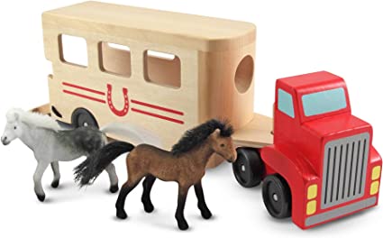 JUEGO DE VEHICULO DE MADERA CON CABALLOS