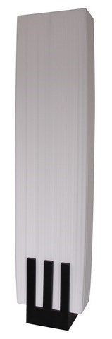 Lámpara Electrica de Pie, pantalla de polietileno, color blanco con base pintada de madera