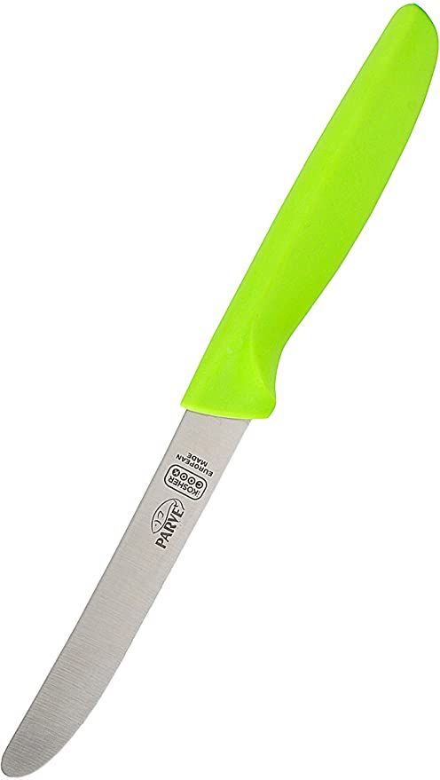 Knife - Curved tip/straight edge - Green/Parve 4.5"