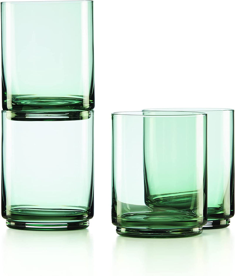 SET DE 4 PIEZAS DE VASOS MEDIUM COLOR VERDE TUSCANY CLASSICS STACKABLE