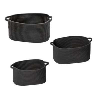 Set X 3 Cestas Decorativas Algodón 38Cm Negro